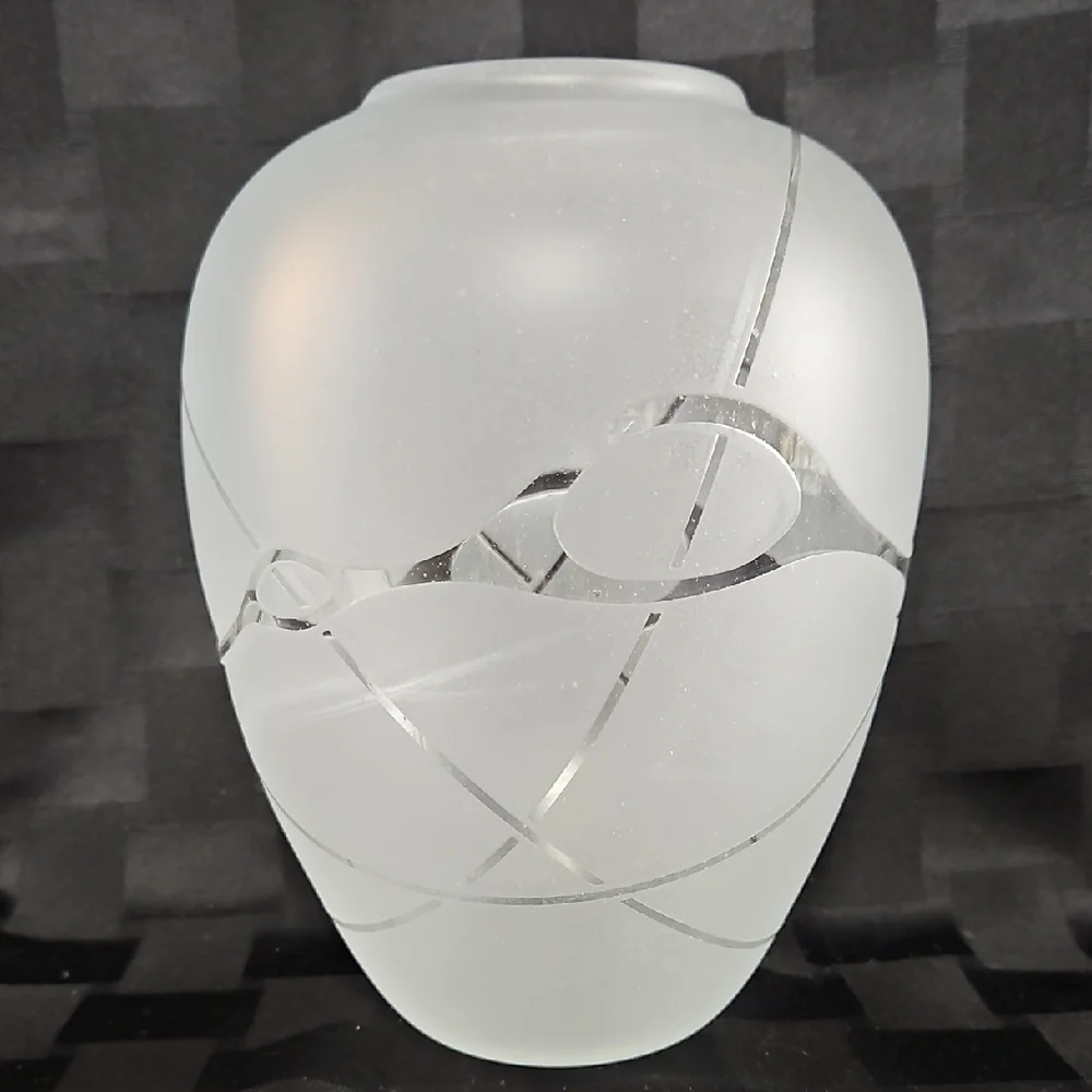 VTG 1983 Michael Jaross Signed Studio Art Glass Frosted Geometric Vase
